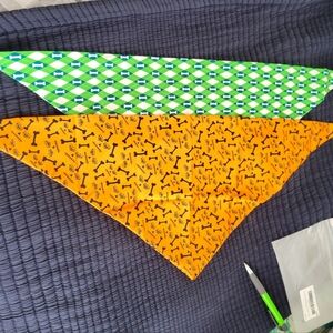 Colorful Dog Bandanas - Green and Orange 22"